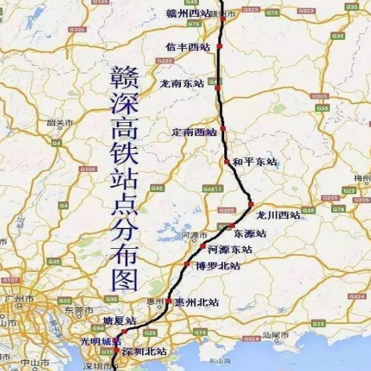 赣深高铁站具体分布图